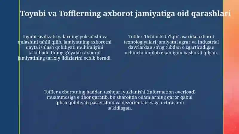 "Axborotlashgan jamiyat va uning istiqbollari" 4