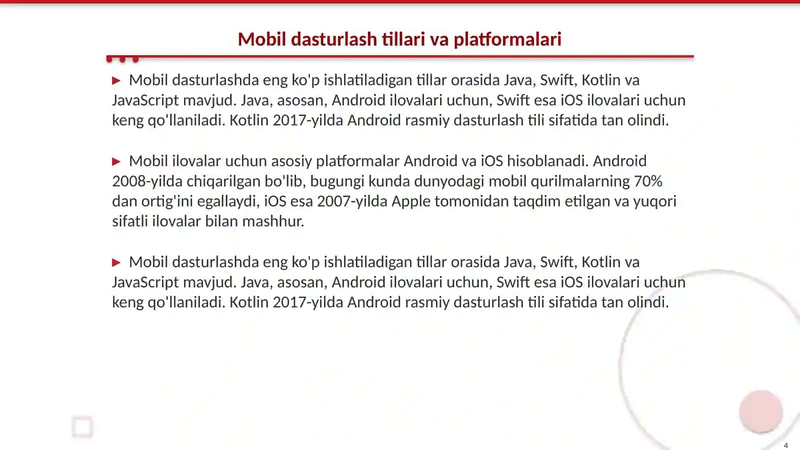 Mobil dasturlashga kirish. Mobil ilovalarning rivojlanish tarixi 4