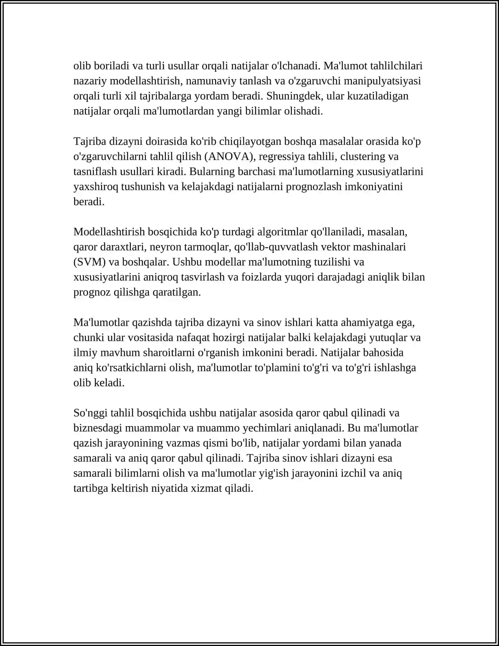 DATA MINING STANDARTLARI TAJRIBA SINOV ISHLARINI AMALGA OSHIRISH 4