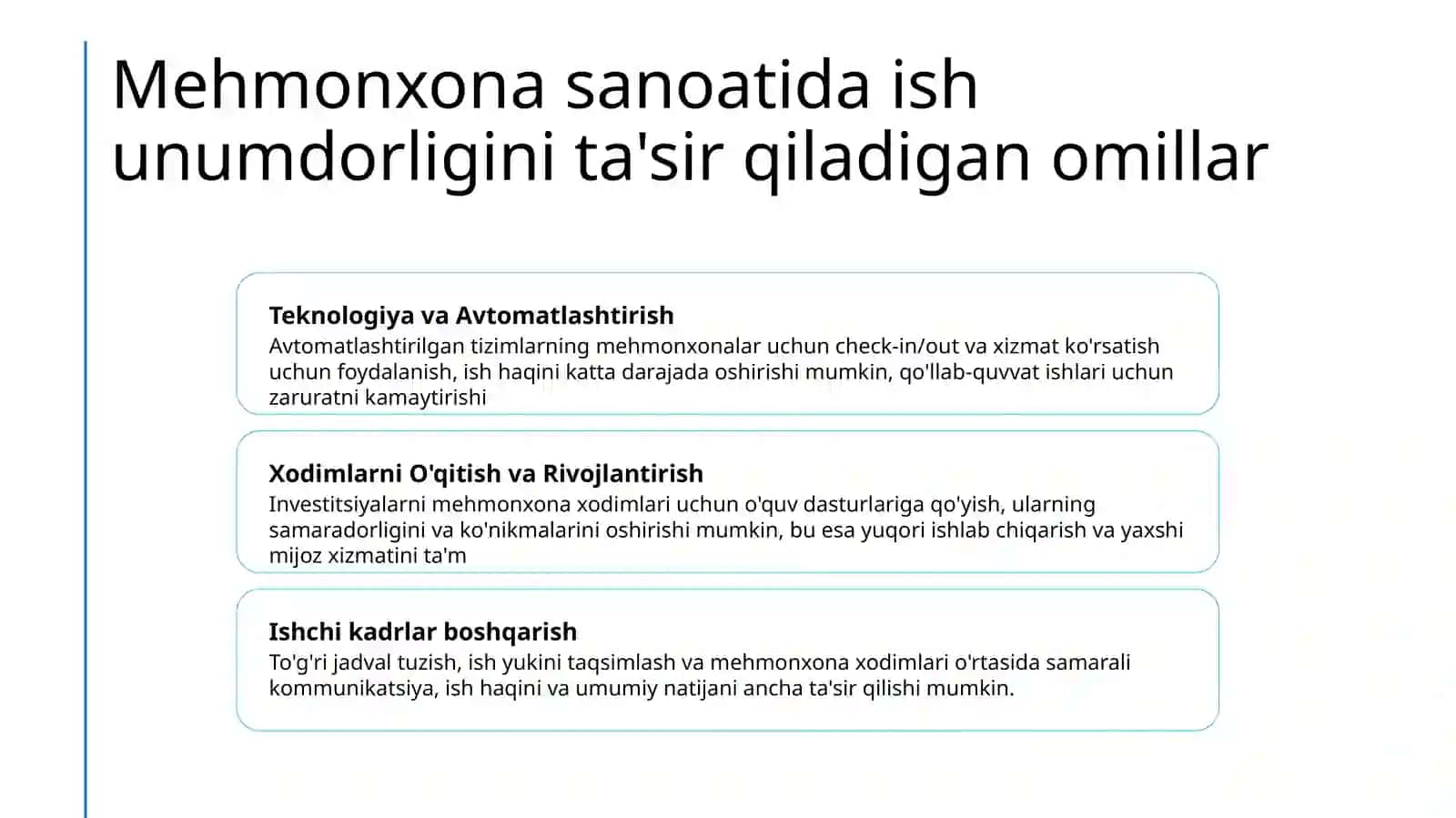 Turizm va mehmonxona xo'jaligi korxonalarida ish haqi va mehnat unumdorligi 4