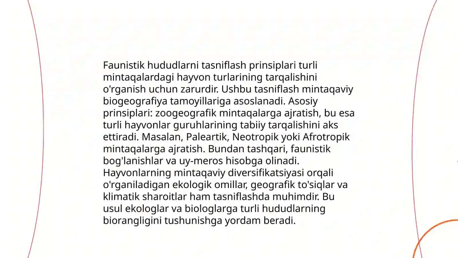 Floristik, faunistik va biotik regionlarni ajratish prinsiplari va ularning tartibi 4