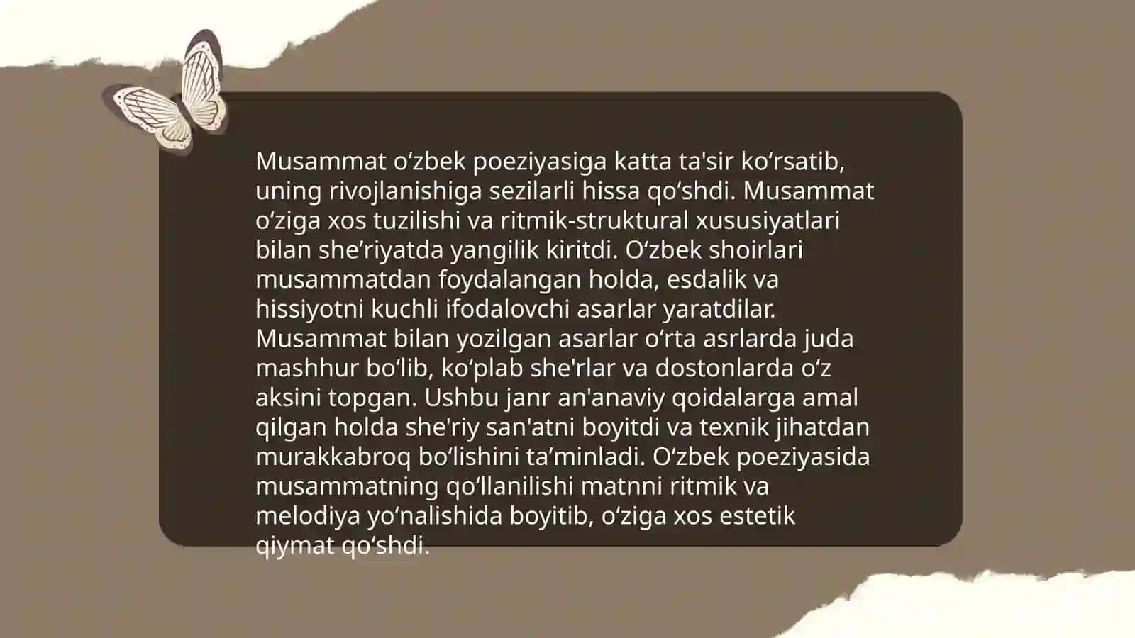 Oʻzbek klassik lirik poeziyasida gʻazal va musammat 4