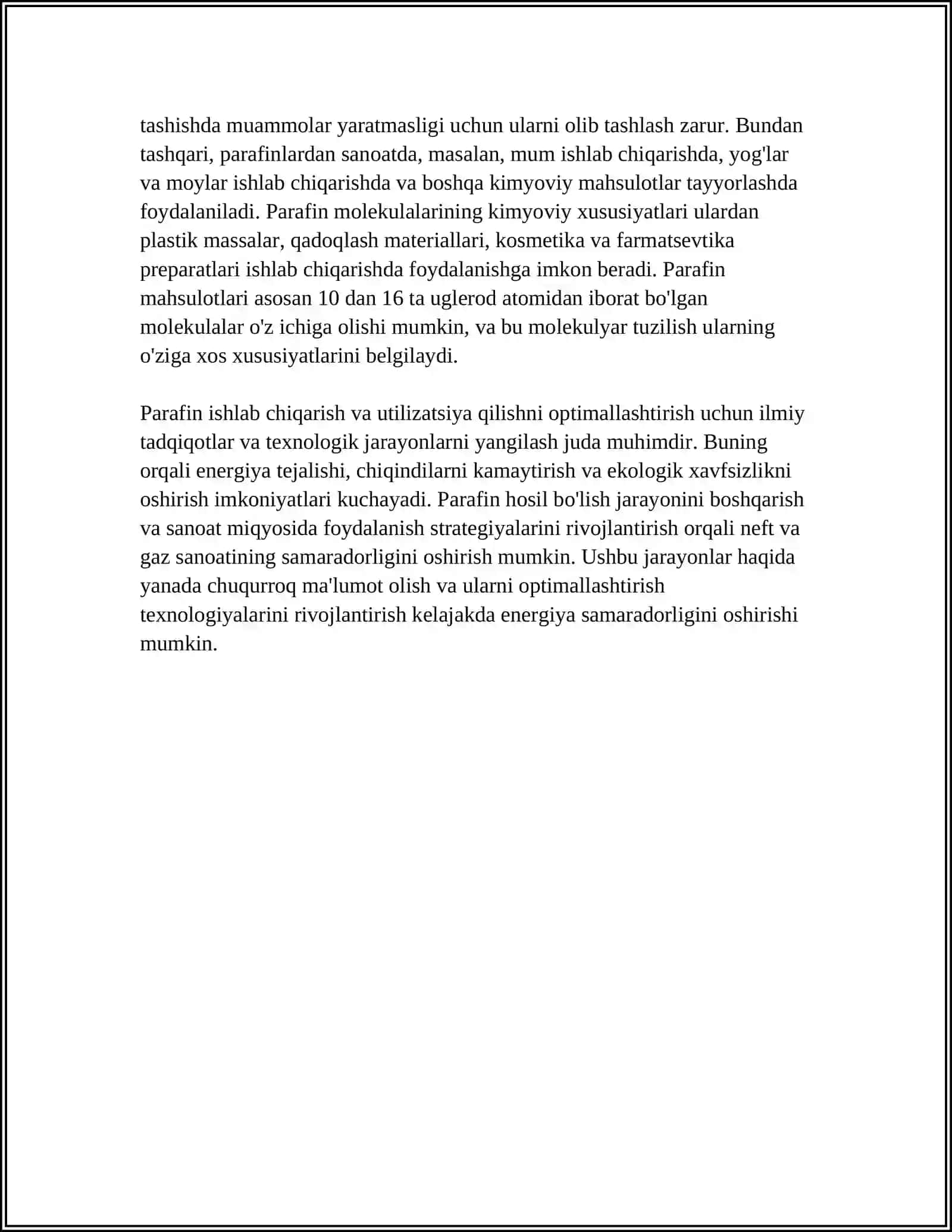 SUVLANGAN QUDUQLARDA PARAFIN HOSIL BO'LISHI 4