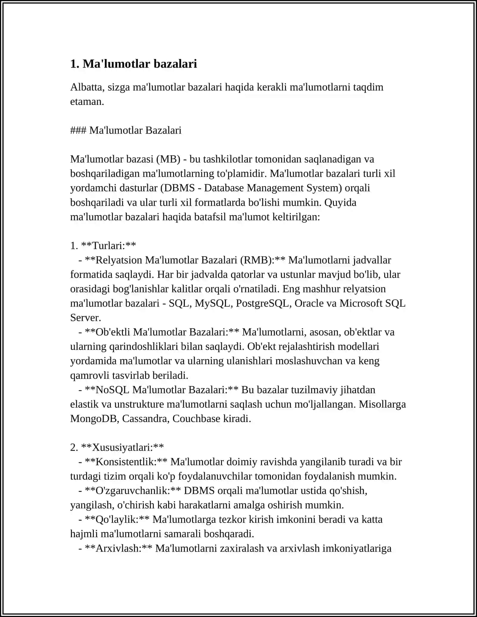 AXBOROTLARNI SAQLASH MA'LUMOTLARNI TASNIFLASH 4