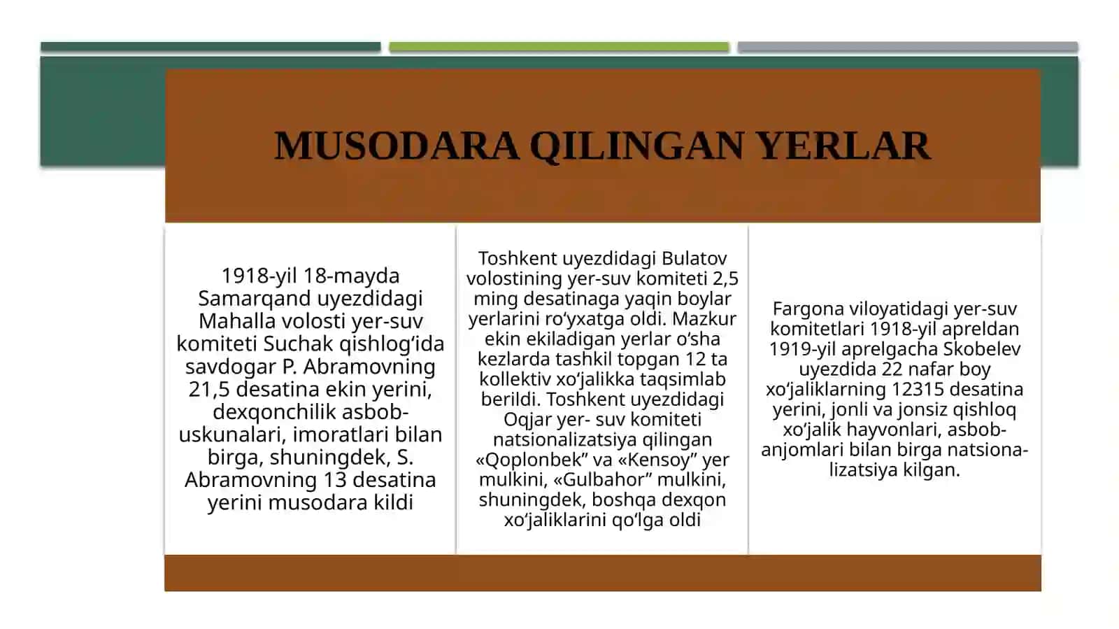 Turkistonda agrar sohadagi munosabatlar, paxtachilik va u bilan bog`liq sanoat korxonalarining faoliyati 4