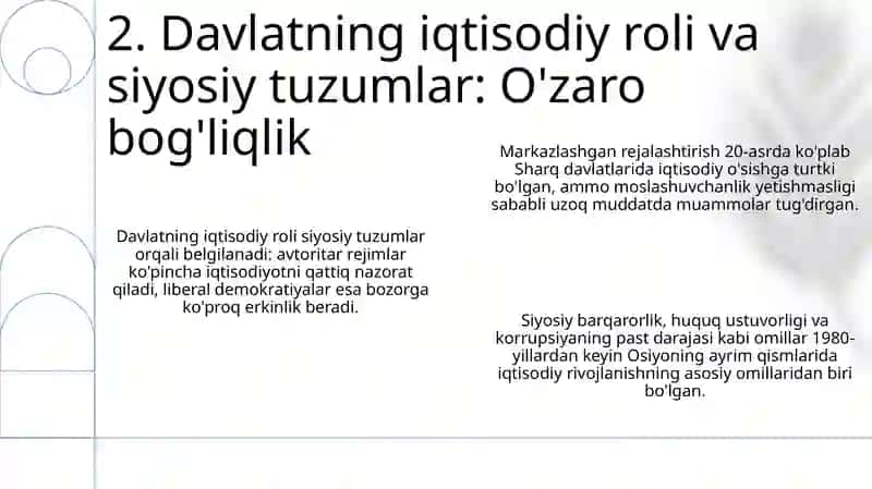 Hokimiyat, davlat va ijtimoiy-iqtisodiy rivojlanish: Sharq tajribasi 4
