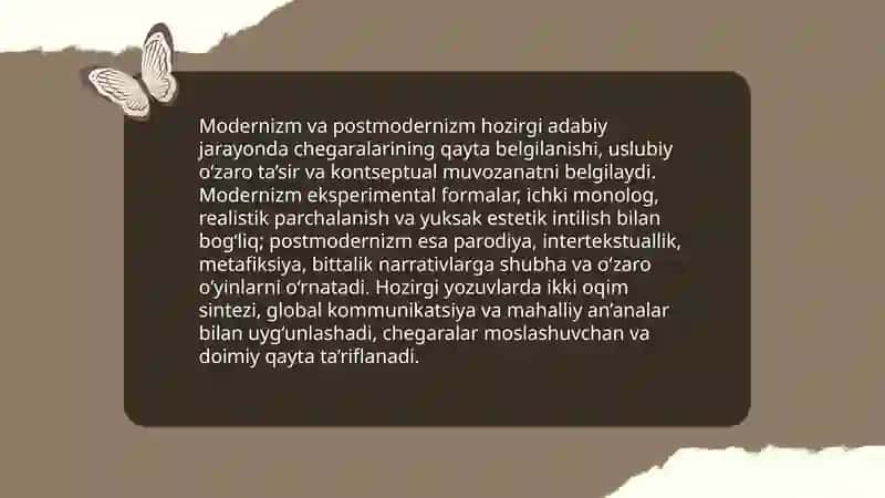 Hozirgi o‘zbek adabiyotida modernizm tamoyillari 4