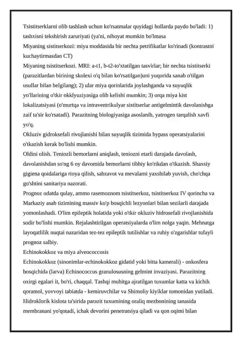 BOSH MIYA XAJMLI VA PARAZITAR KASALLIKLARI 4