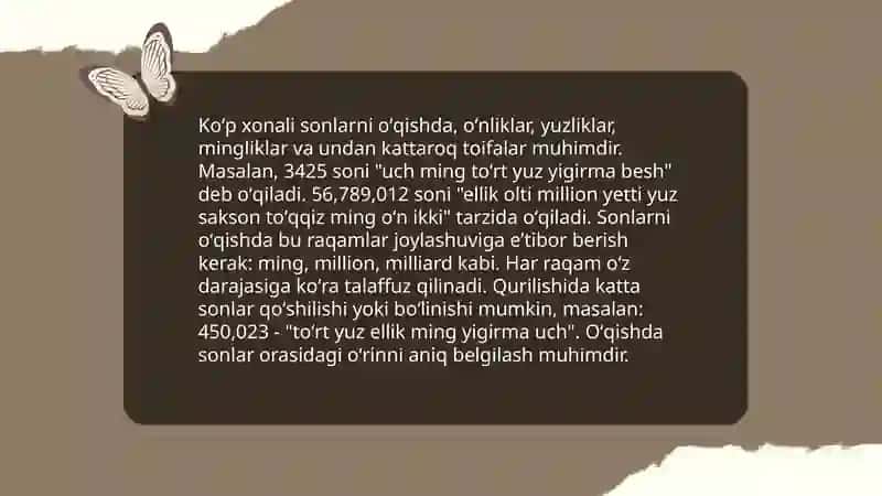1-sinf Matematika "Koʻpxonaliklar" 4