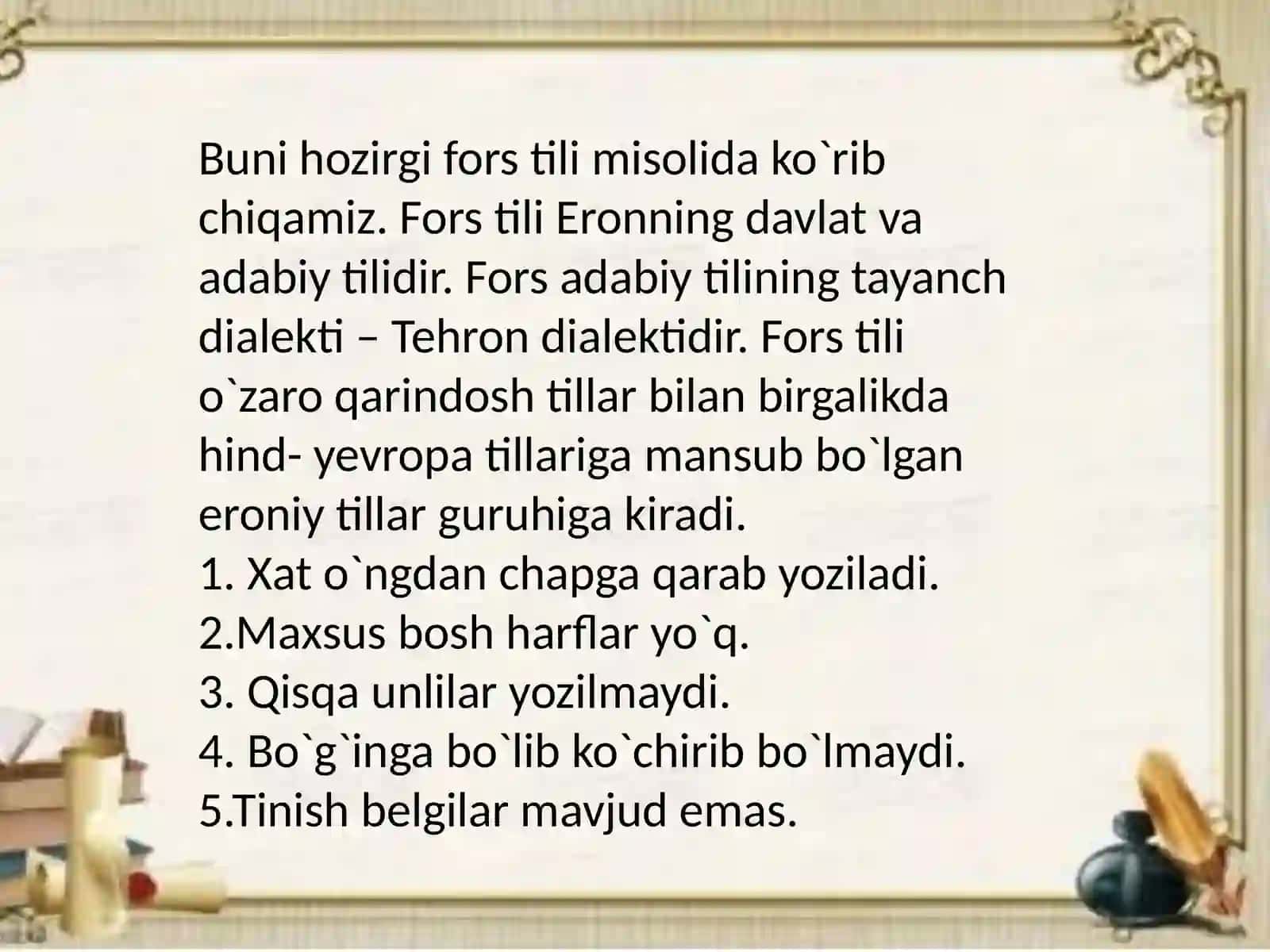 FORS TILI DANTAYYORLAGAN MUSTAQIL TA'LIM ISHI 4