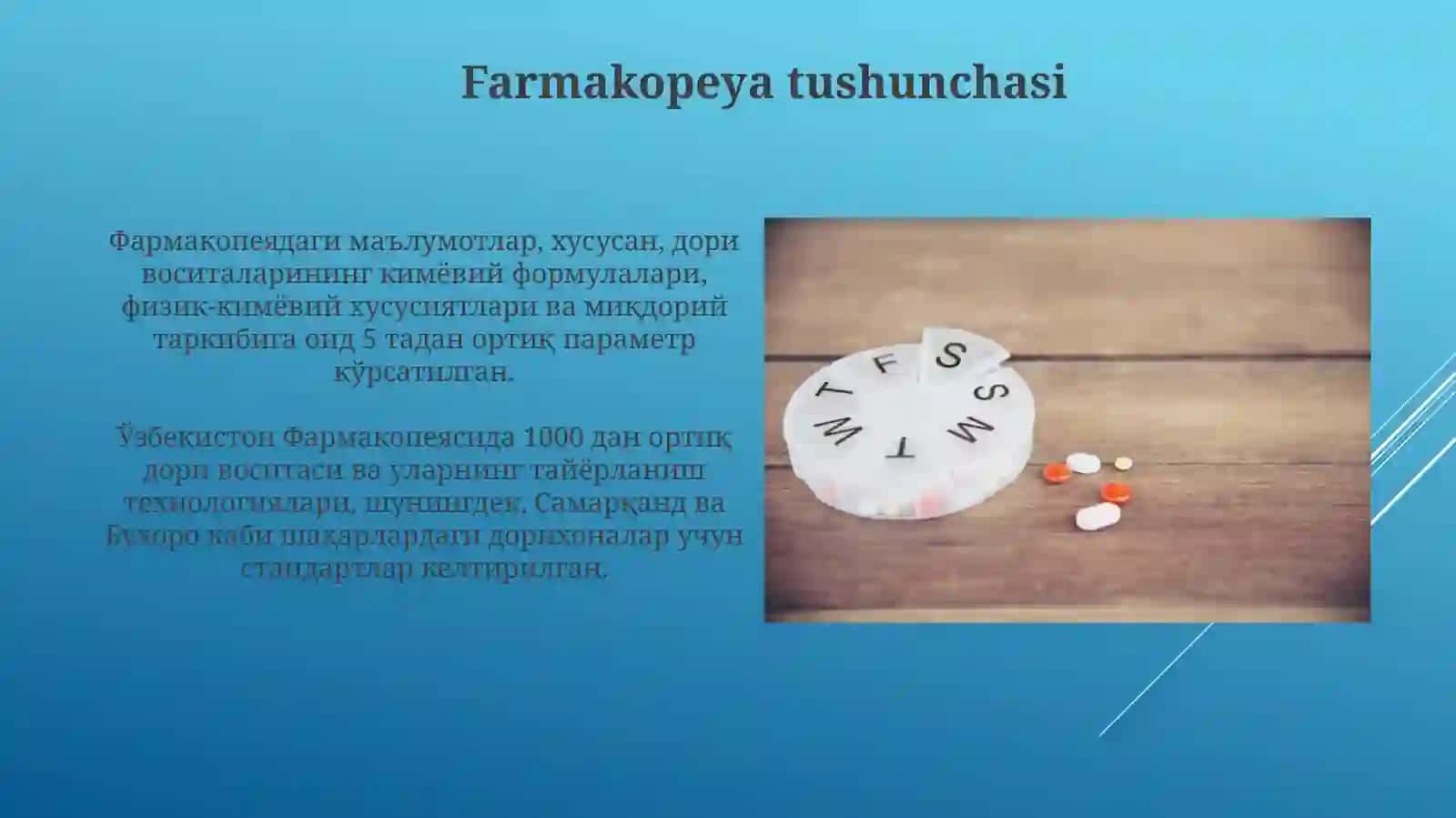 Dorimoddalariniizlabtopishyoʻllarifarmakopeyahaqidatushuncha 4
