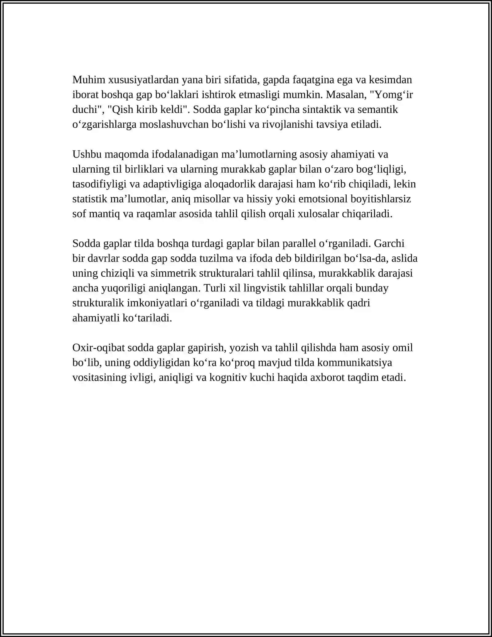 MUSTAQIL ISH Mavzu: GRAMMATIKA SINTAKSIS 4