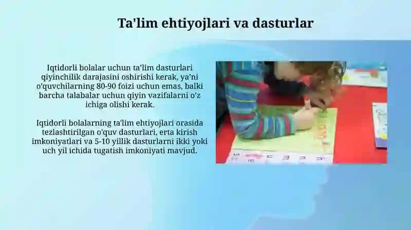 Iqtidorli bolalar: Ta'rif, ehtiyojlar va imkoniyatlar 4