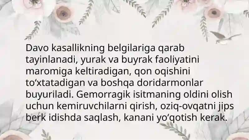 Gemmoragik isitma qo‘zg‘atuvchilari, patogenezi, labaratoriya tashxisi.Leptosiprozlar morfologiyasi, strukturasi tarqalganligi,keltirib chiqaruvchi kasalliklar va laboratoriya tashxisi. 4