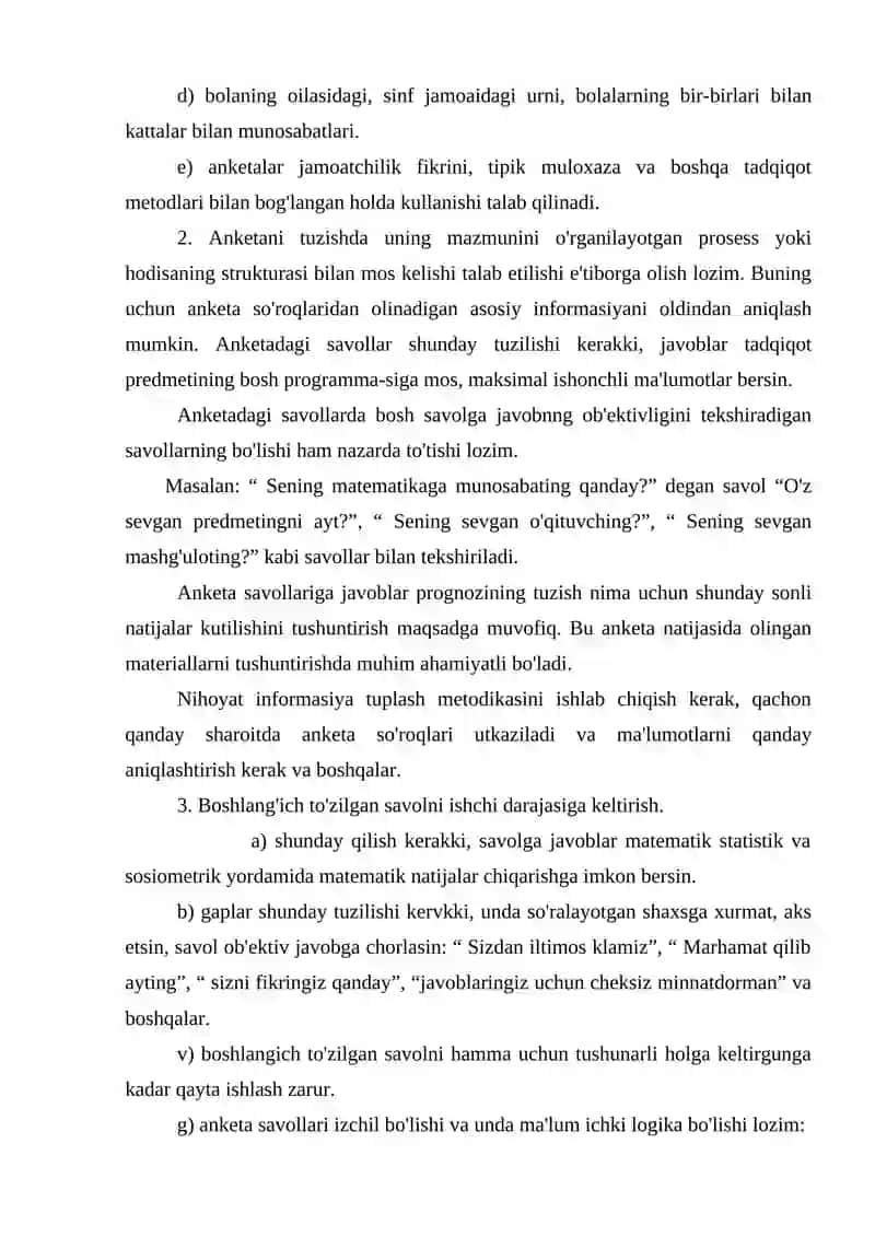 Anketa, test va suhbat metodlari 4