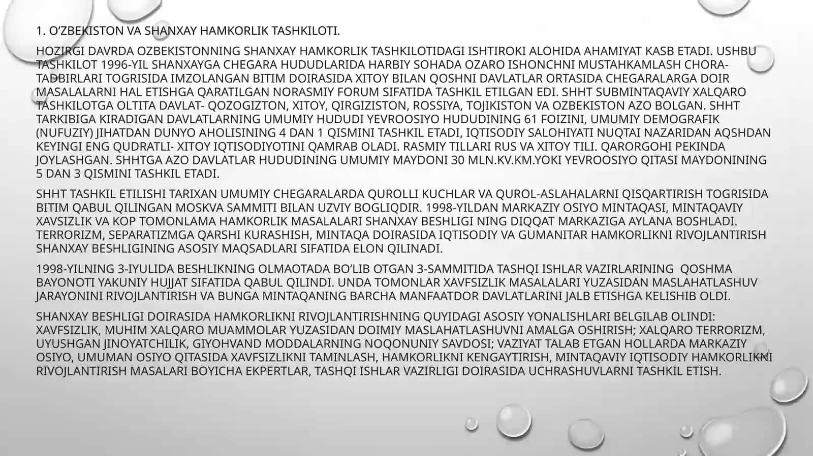 Shanxay Hamkorlik Tashkiloti Faoliyati 4