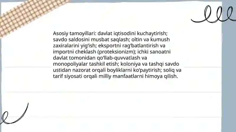 Ilk merkantilizm ta'limoti va uning namoyonlari 4