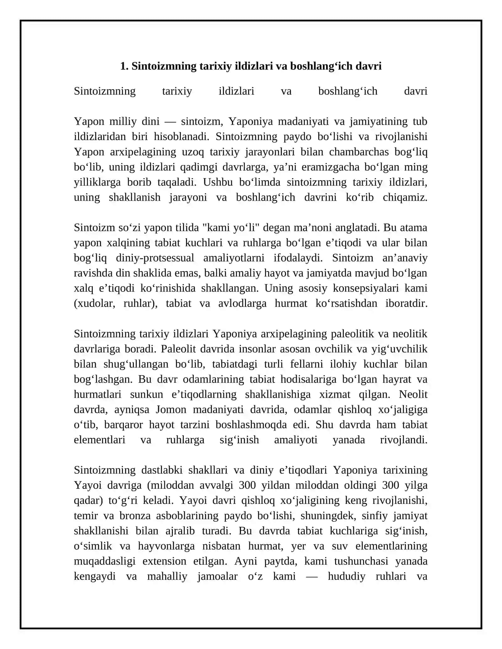 Yapon milliy dini sintoizmning paydo bo’lishi va rivojlanishi 4