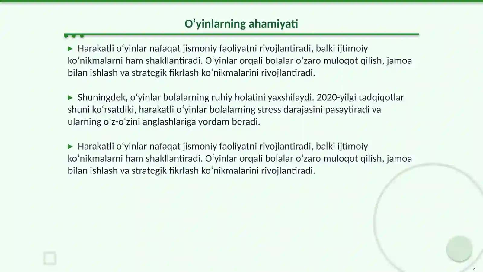Harakatli o‘yinlarni tashkil etish va o‘tkazish 4
