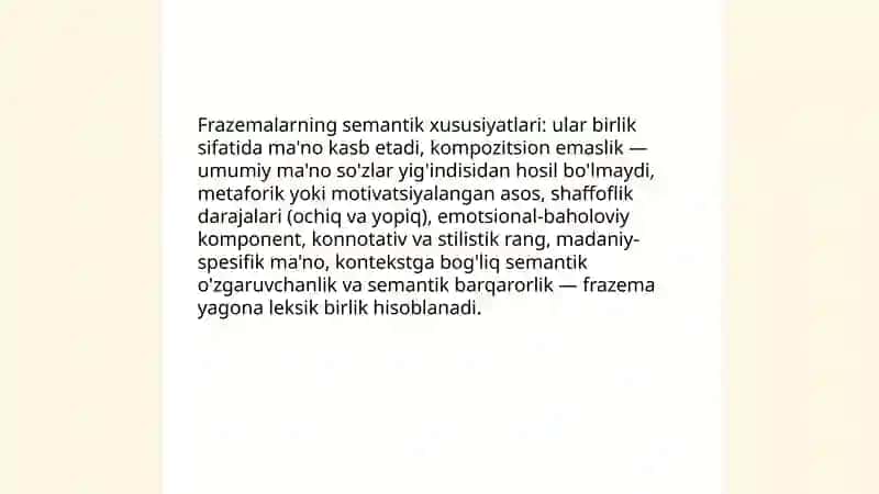 O'zbek tili frazeologiyasi.Frazema 4