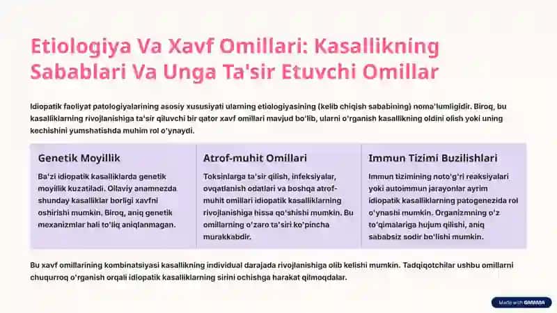 Idiopatik Faoliyat Patologiyalari: Keng Qamrovli Tahlil 4