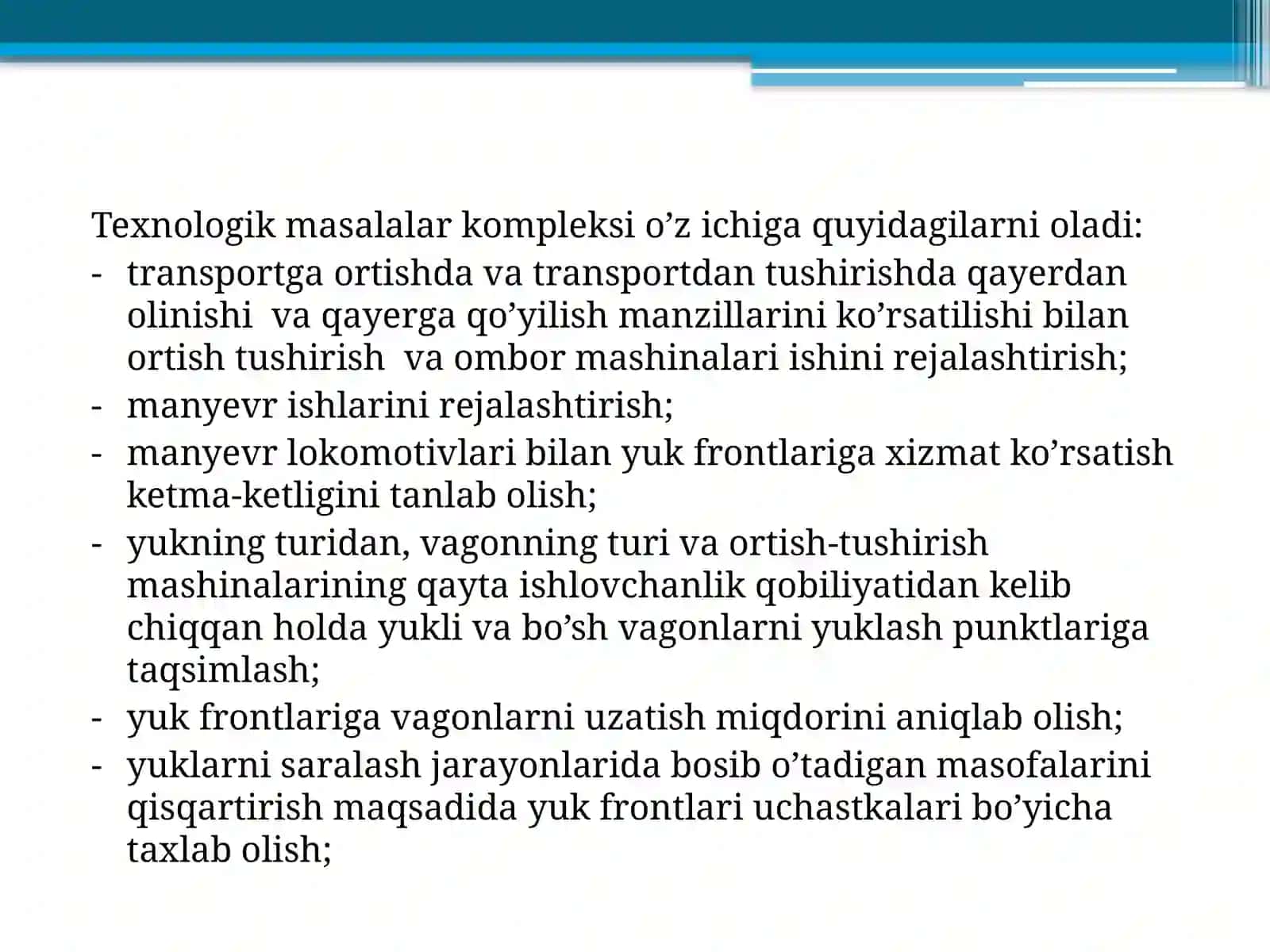Yukstansiyalari ishini boshqarishning avtomatlashtirilgan tizimi 4