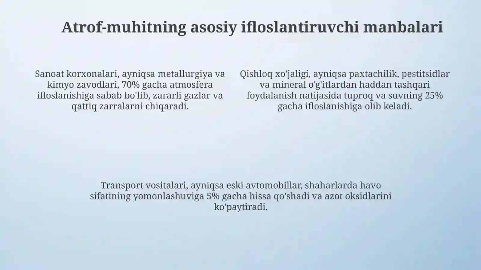 Òzbekistonda ekologik vaziyat va ekologik siyosatning ustuvor yònalishlari 4