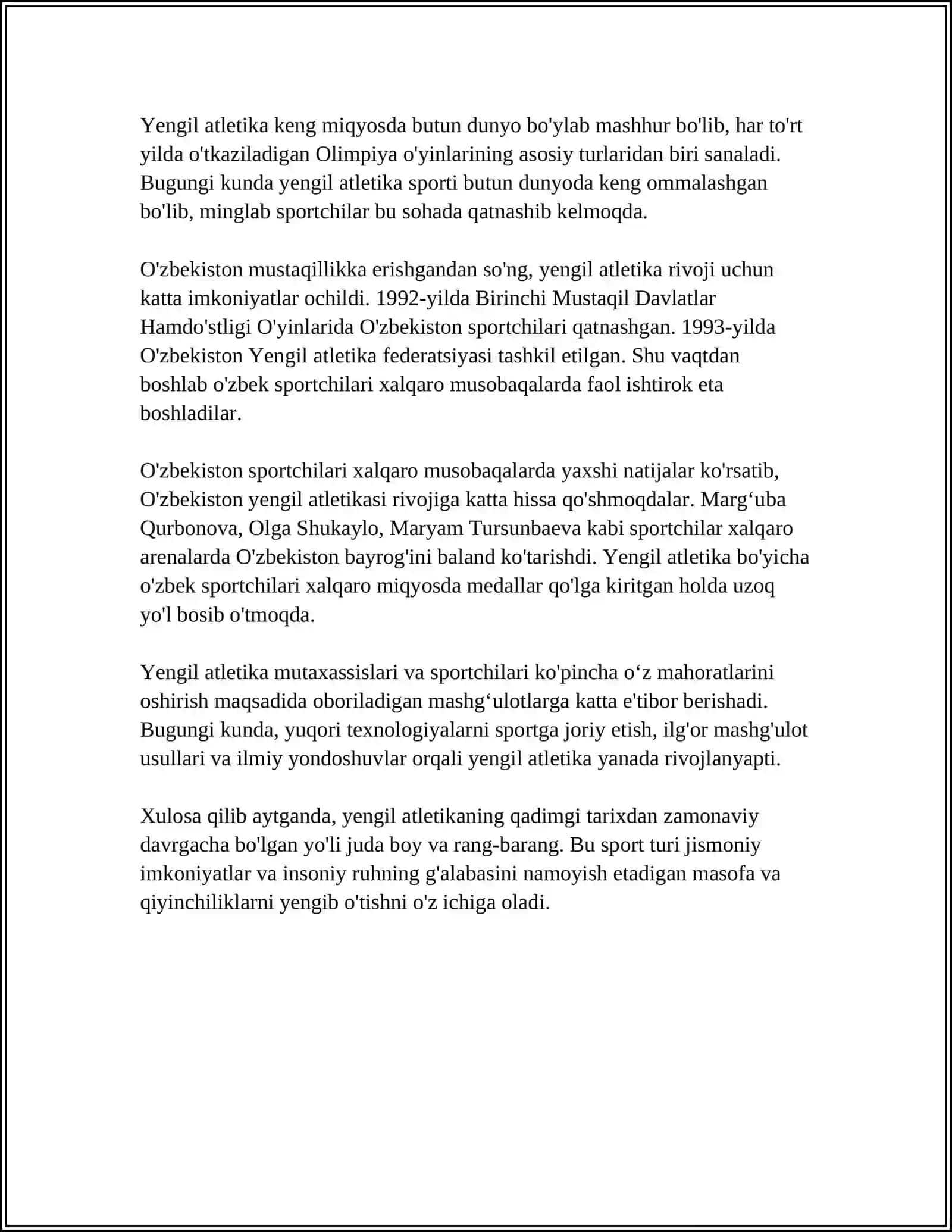 Yengil Atletika: Qisqa Masofalarga Yugurishlar 4