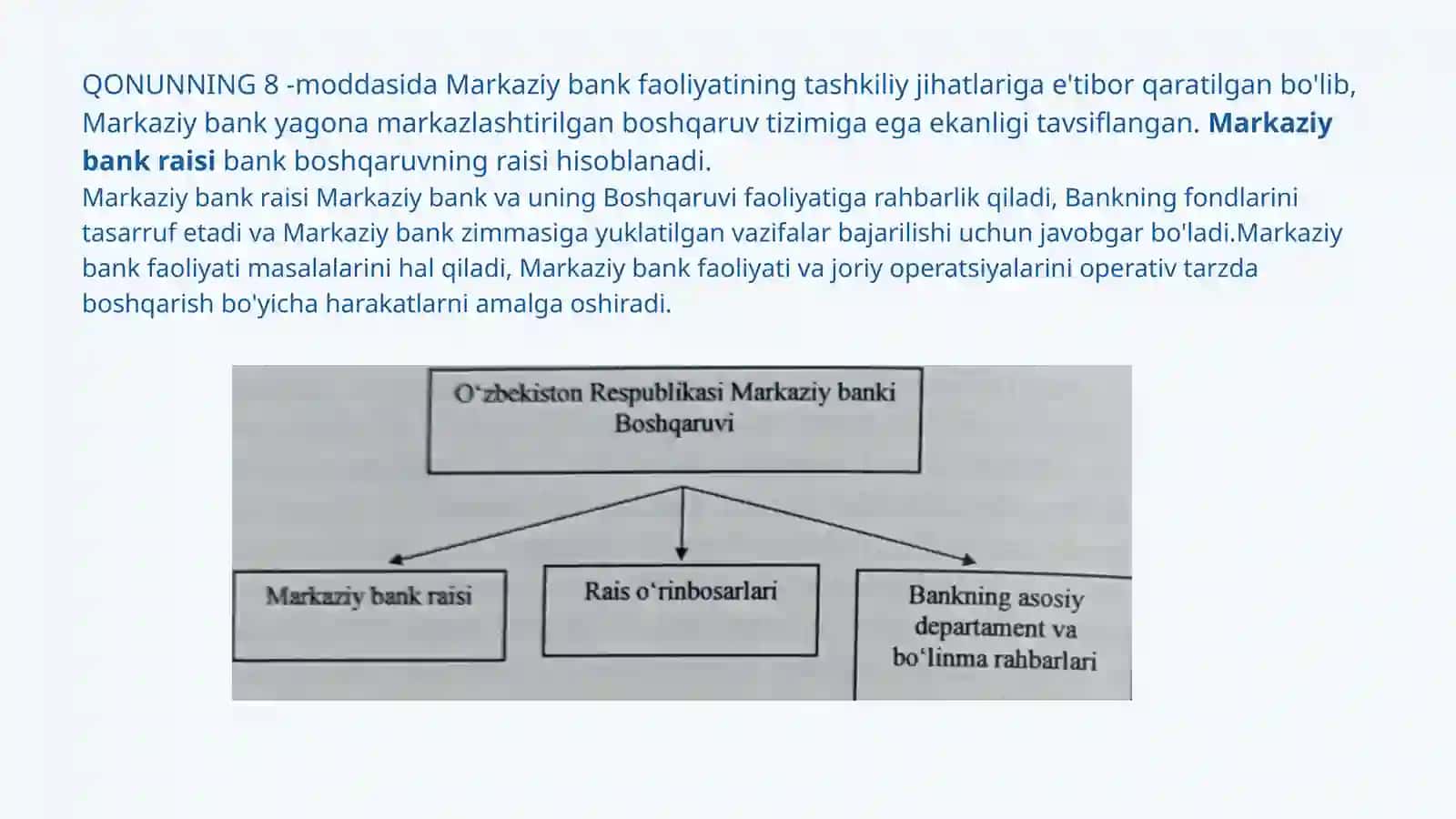 Banklarning boshqaruv organivavazifalari 4