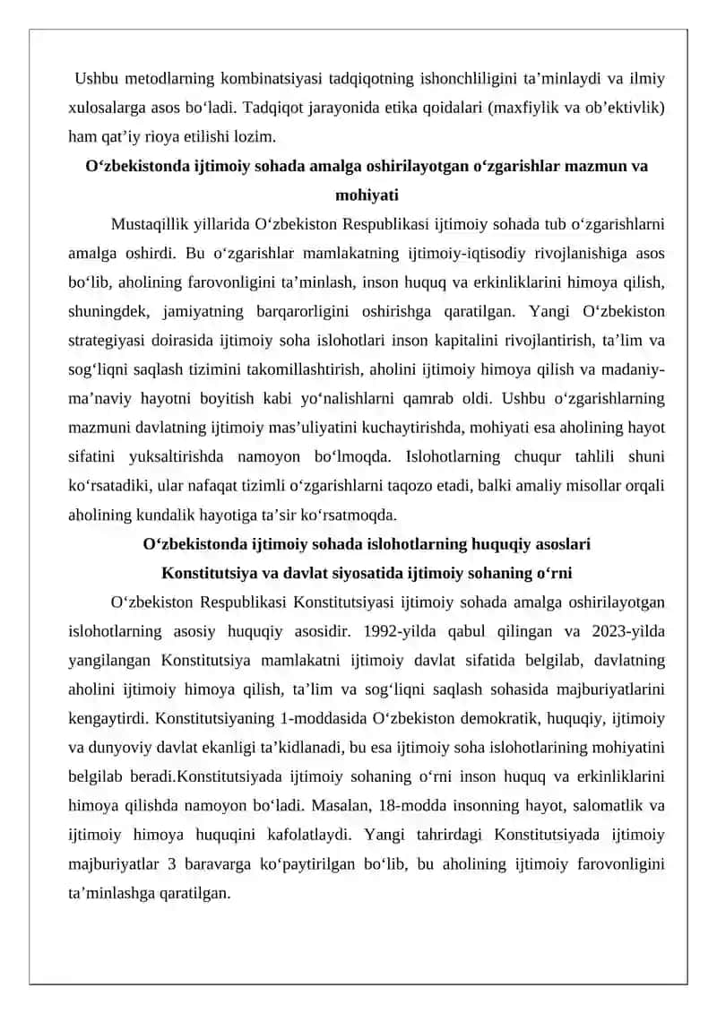 O‘zbekistonda ijtimoiy sohada amalga oshirilayotgan o‘zgarishlar mazmun va mohiyati 4