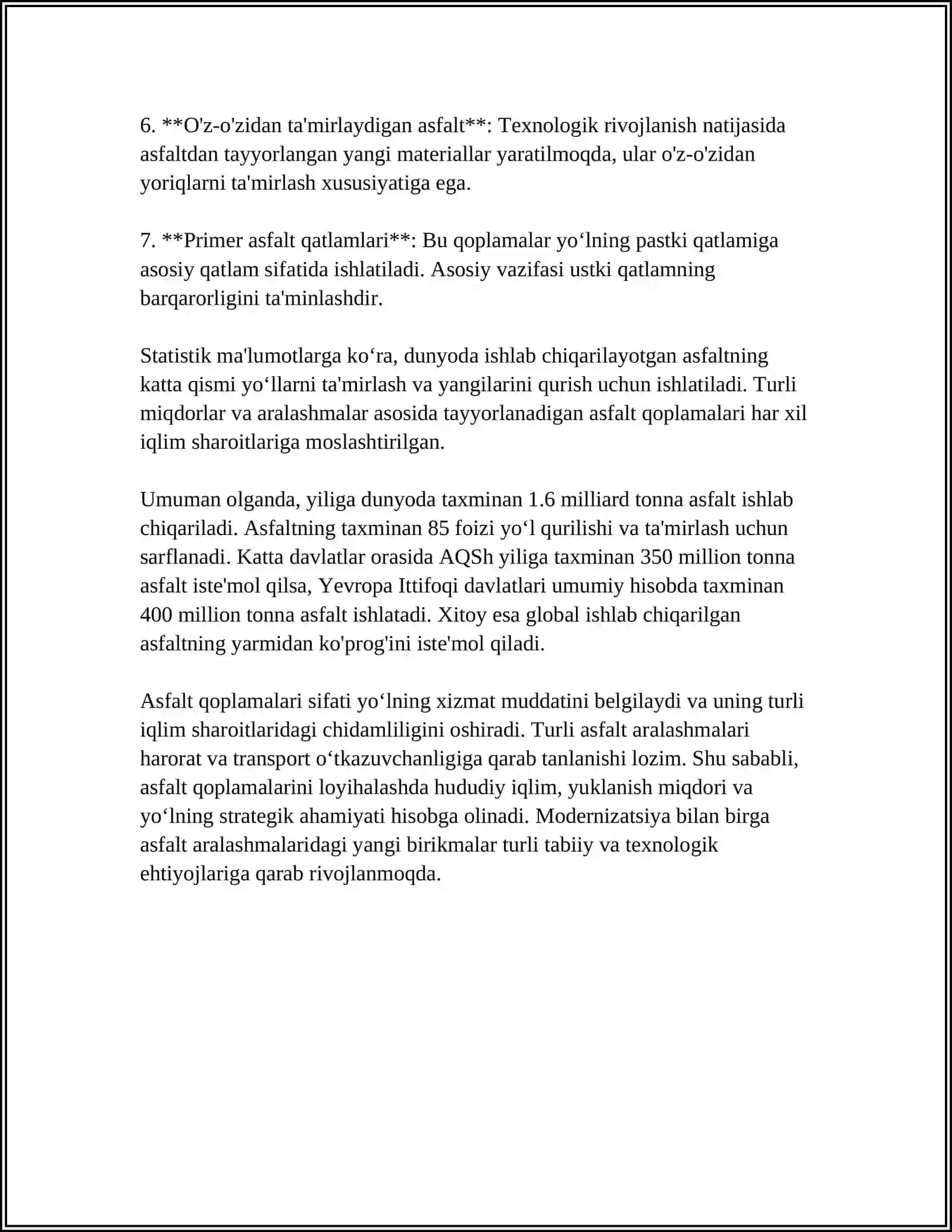 AVTOMOBIL YOʻLLARINI REKONSTRUKSIYA QILISHDA BAJARILADIGAN ISHLARNING UZIGA XOS TOMONLARI 4