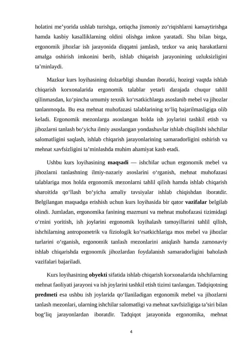 Ishchilar uchun ergonomik mebel va jihozlarni tanlash mezonlari 4