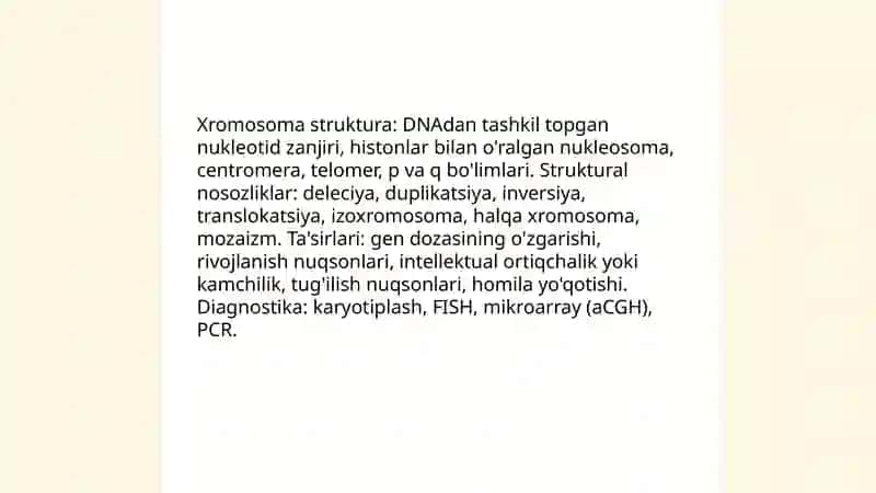 Irsiy kasalliklar: xromosoma va gen kasalliklari by Rahmatullayev Habibullo 4
