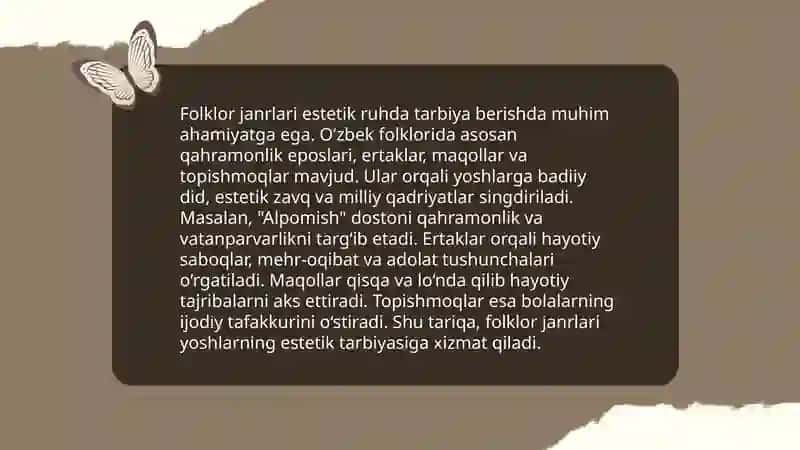 Bolalarni axloqiy-estetik ruhda tarbiyalashda kichik folklor janrlari namunalaridan foydalanish 4