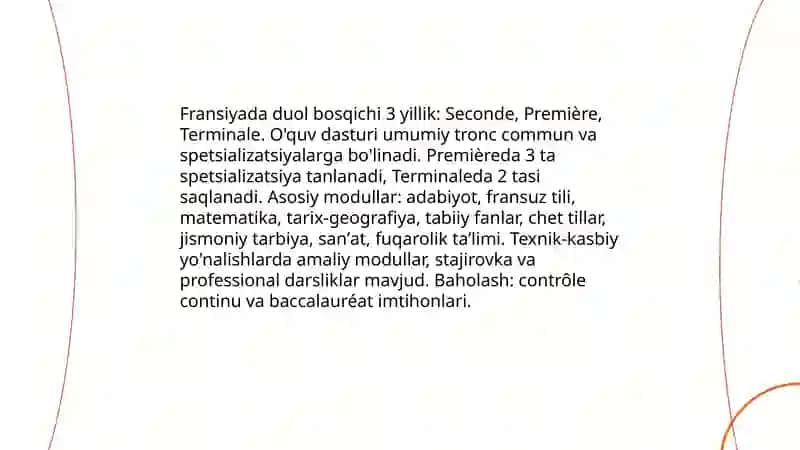Fransiya ta'lim tizimining duol bosqichi xususiyatlari 4