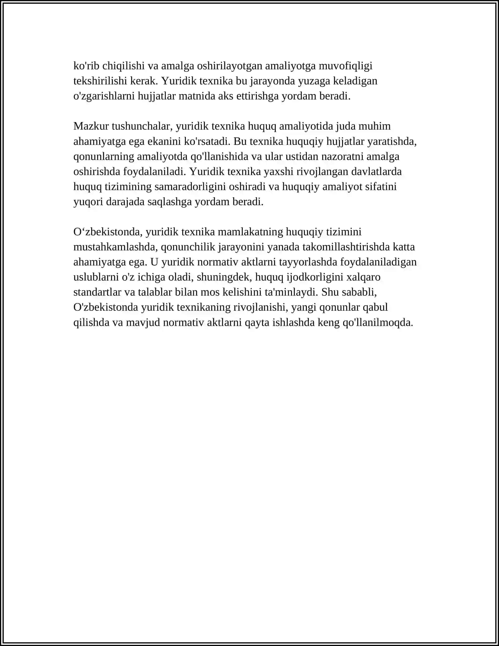 MUSTAQIL ISH Mavzu: YURIDIK TEXNIKA VA TEXNOLOGIYA VOSITALARI 4