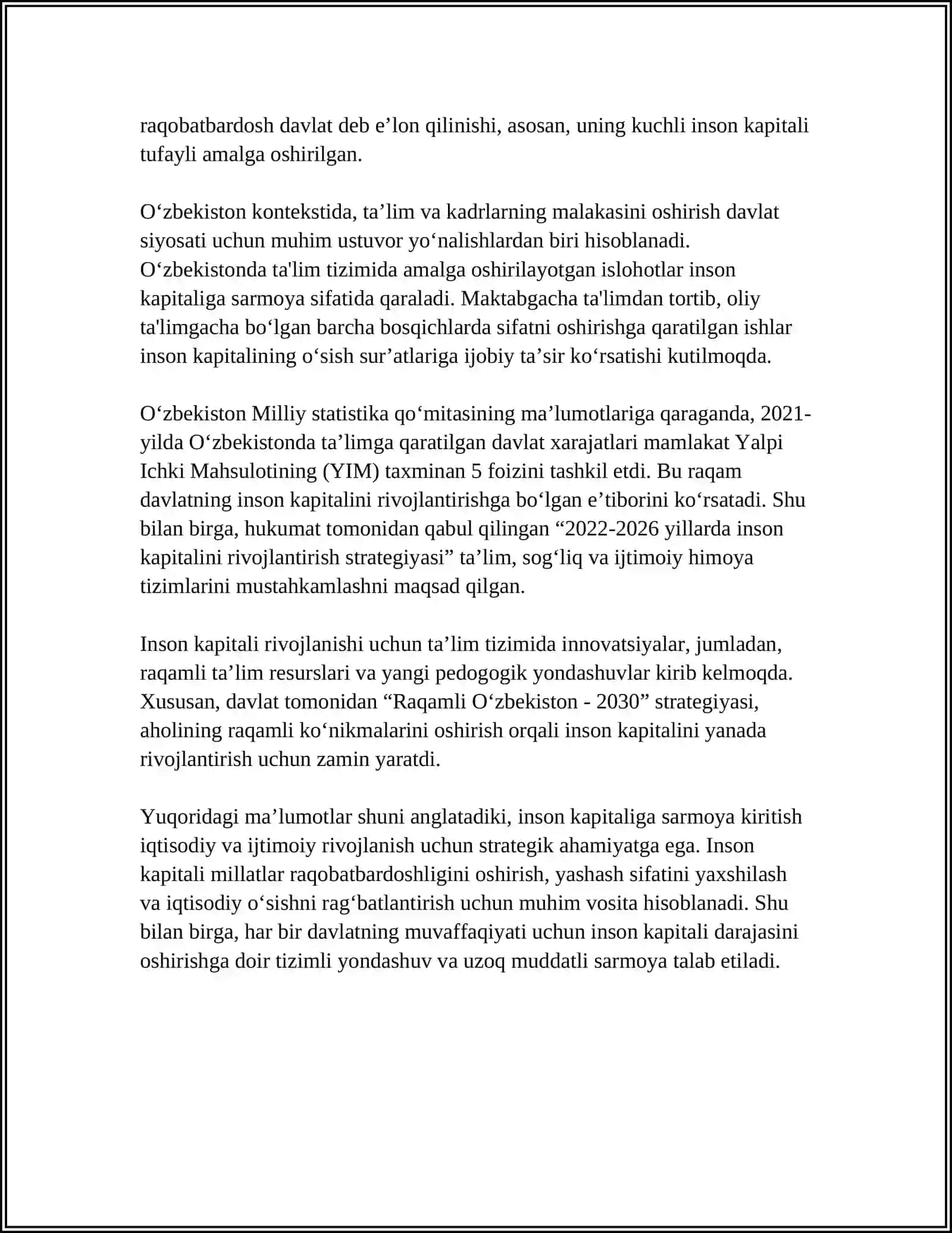 INSON KAPITALI VA UNI ZAMONAVIY IQTISODIYOTDAGI ROLI 4