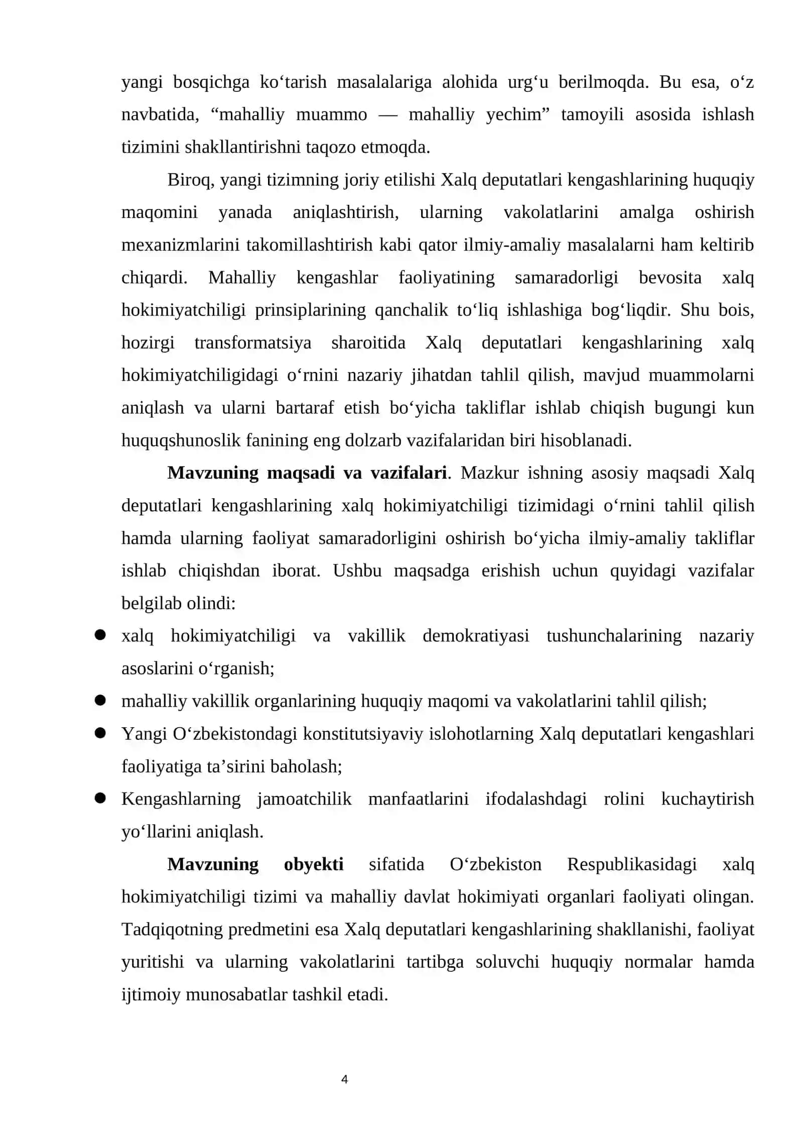 Xalq deputatlari kengashlarining xalq hokimiyatchiligidagi o‘rni kurs ishi 4