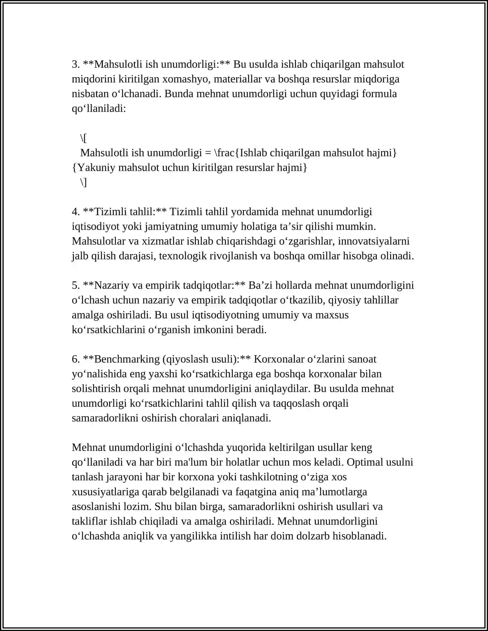 QURILISHDA MEHNAT UNUMDORLIGINI BAXOLASH 4