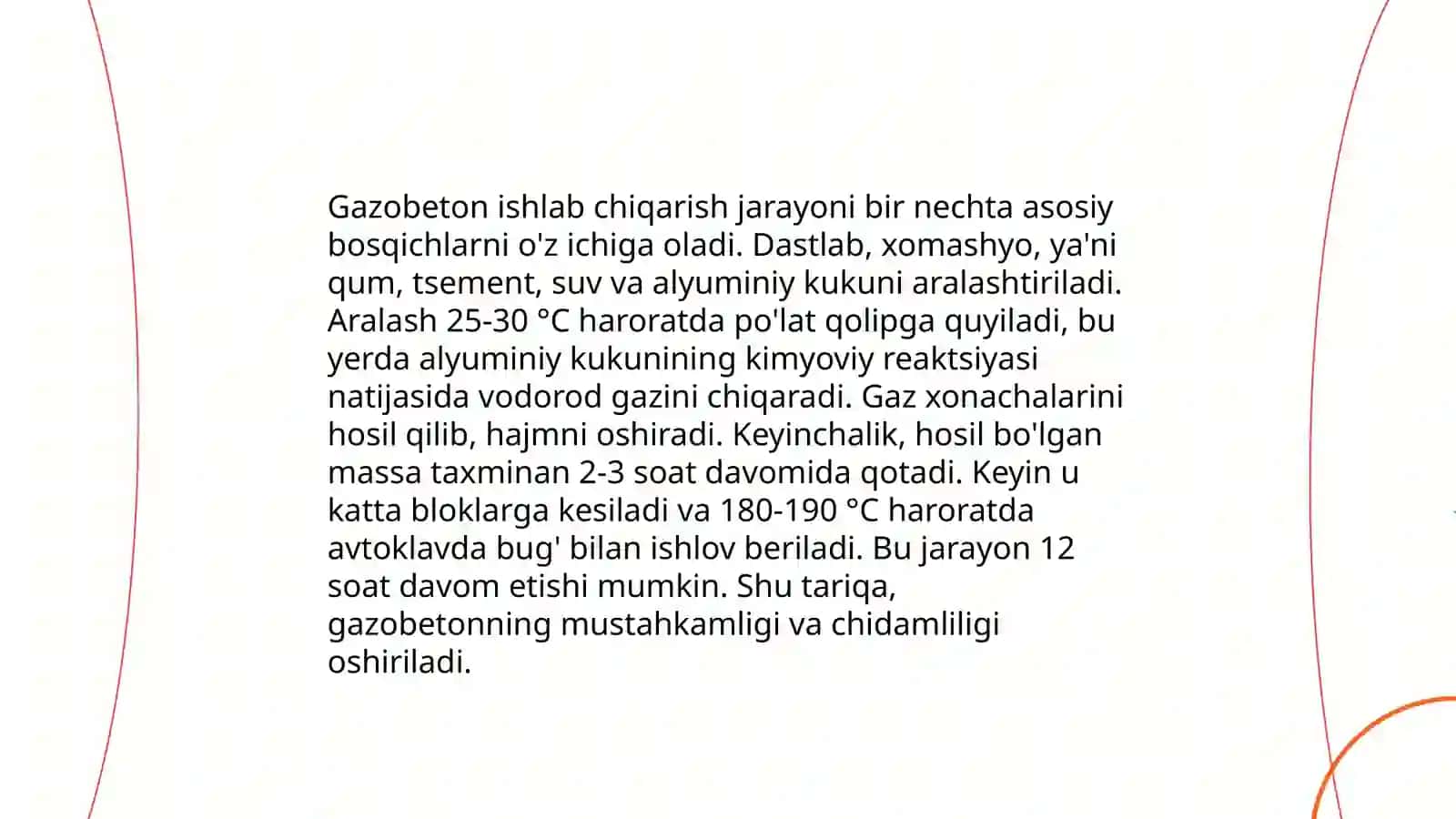 Gazobeton buyumlarini ishlab chiqarish texnologiyasi 4
