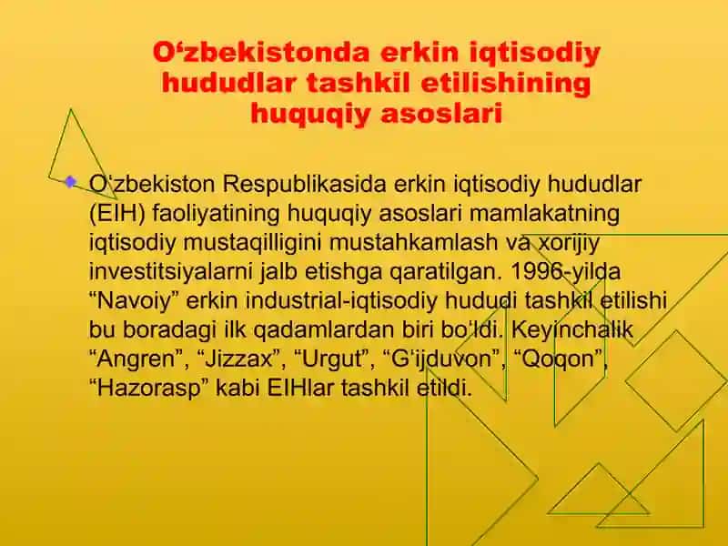 O'zbekistonda erkin iqtisodiy hududlarni amaldagi holatini tahlili va rivojanish istiqbollari 4