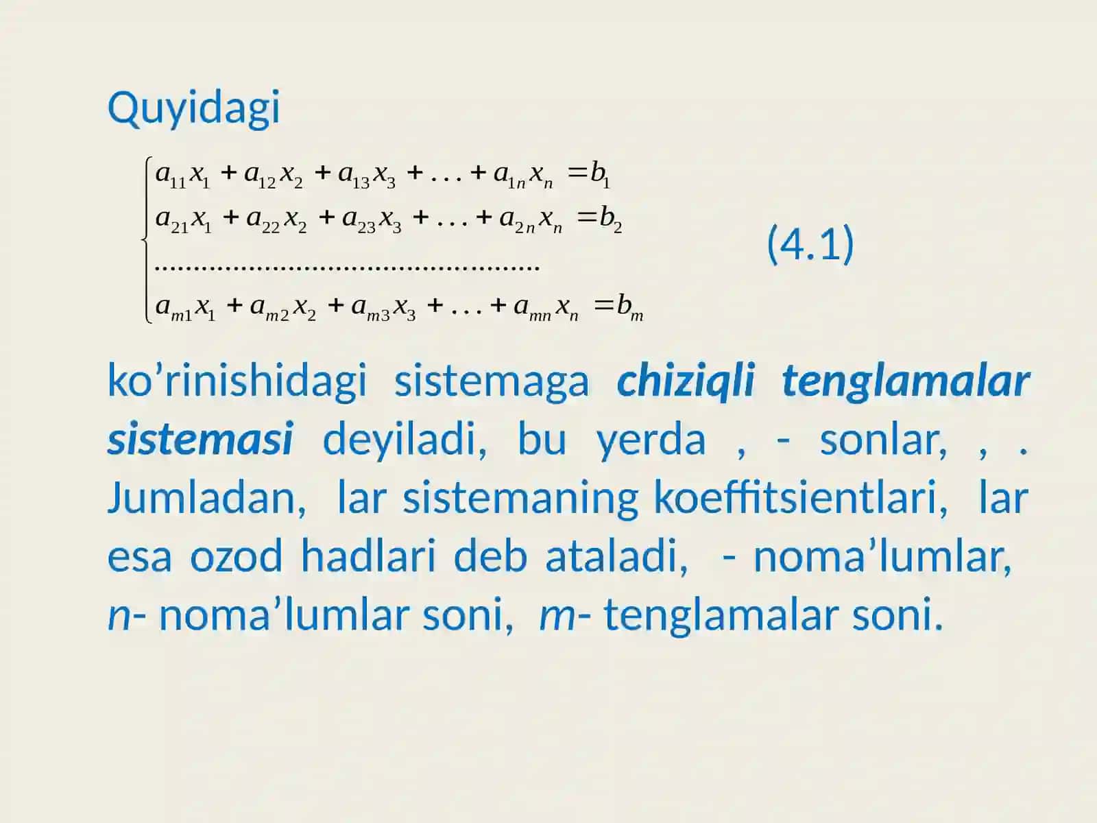 Chiziqli tеnglamalar sistеmasi 4