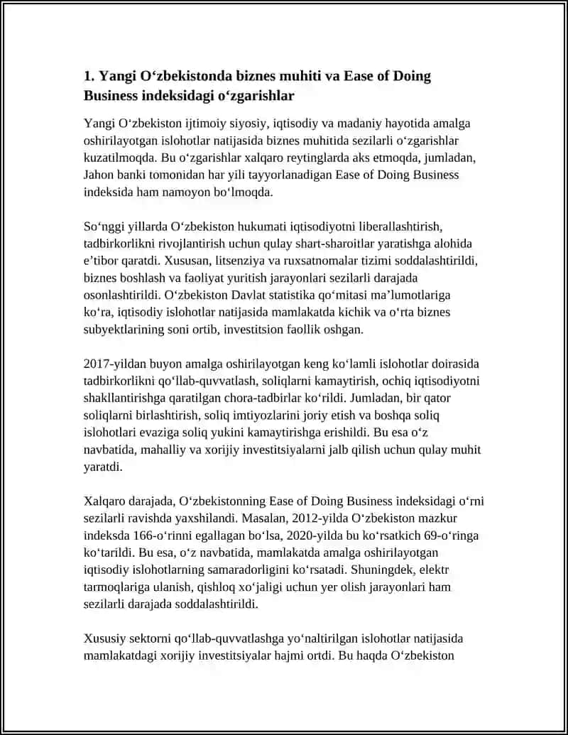 YANGI OʻZBEKISTON IJTIMOIY SIYOSIY, IQTISODIY VA MADANIY HAYOTIDA ROʻY BERAYOTGAN OʻZGARISHLARNI XALQARO REYTING VA INDEKSLARDA AKS ETISHI 4
