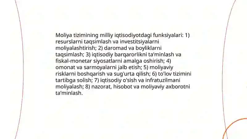 Moliya tizimi va uning milliy iqtisodiyotdagi õrni 4