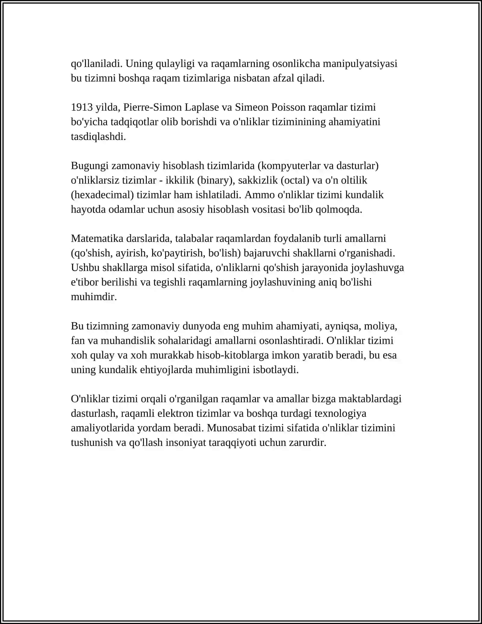 O'NLI KASRLARNI O'NLIKLAR YUZLIKLAR MINGLIKLARGA KO'PAYTIRISH MAVZUSIDA OCHIQ DARS BO'YICHA MA'LUMOT 4