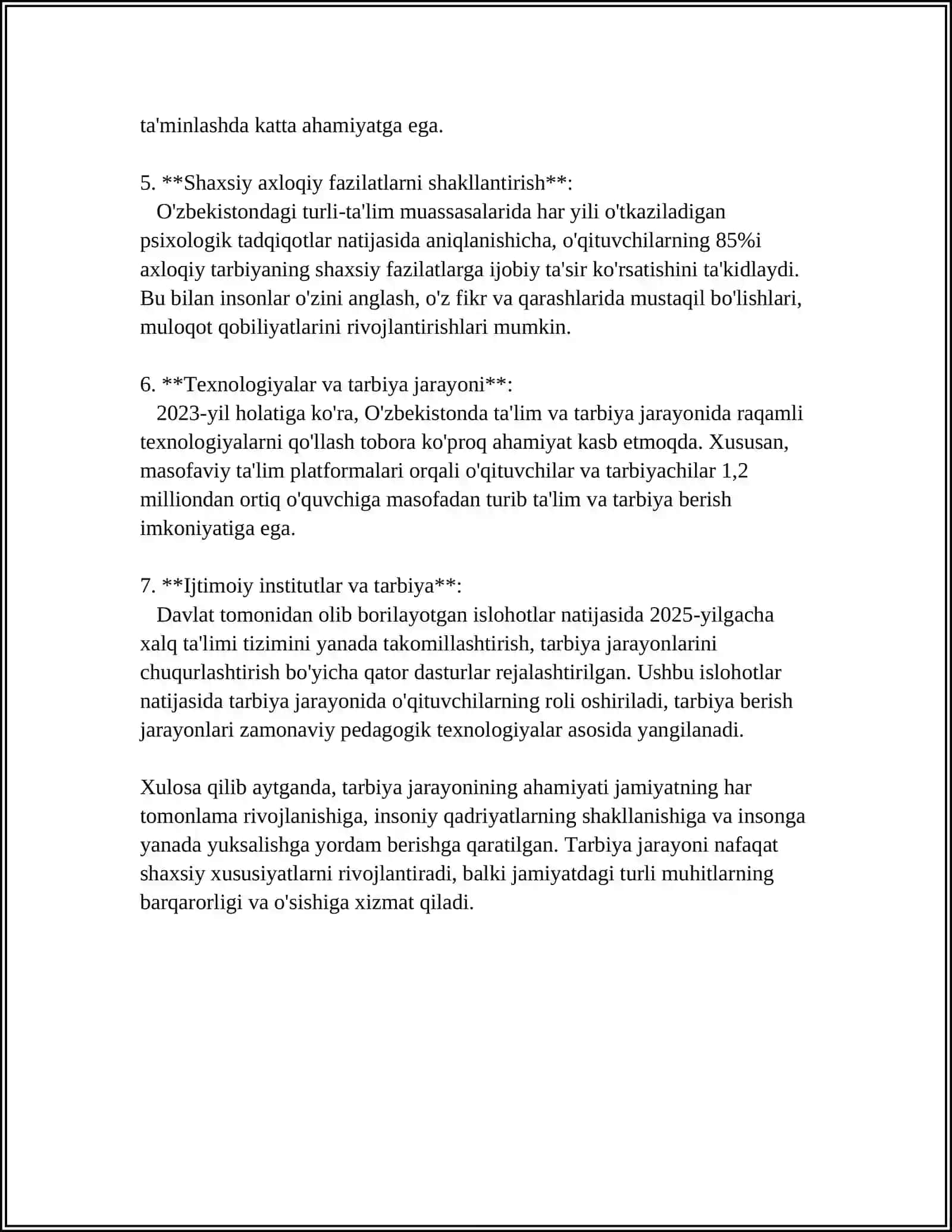 TARBIYA JARAYONINING JAMIYAT TARAQQIYOTIDAGI O'RNI 4