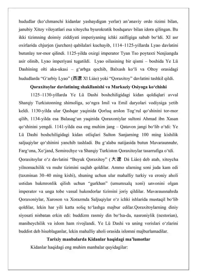 Qoraxitoylar (Qidānlār)ning kelib chiqishi va Markaziy Osiyoga kirib kelishi 4