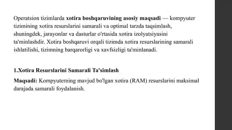 Operatsion tizimlar da xotirani boshqarish 4