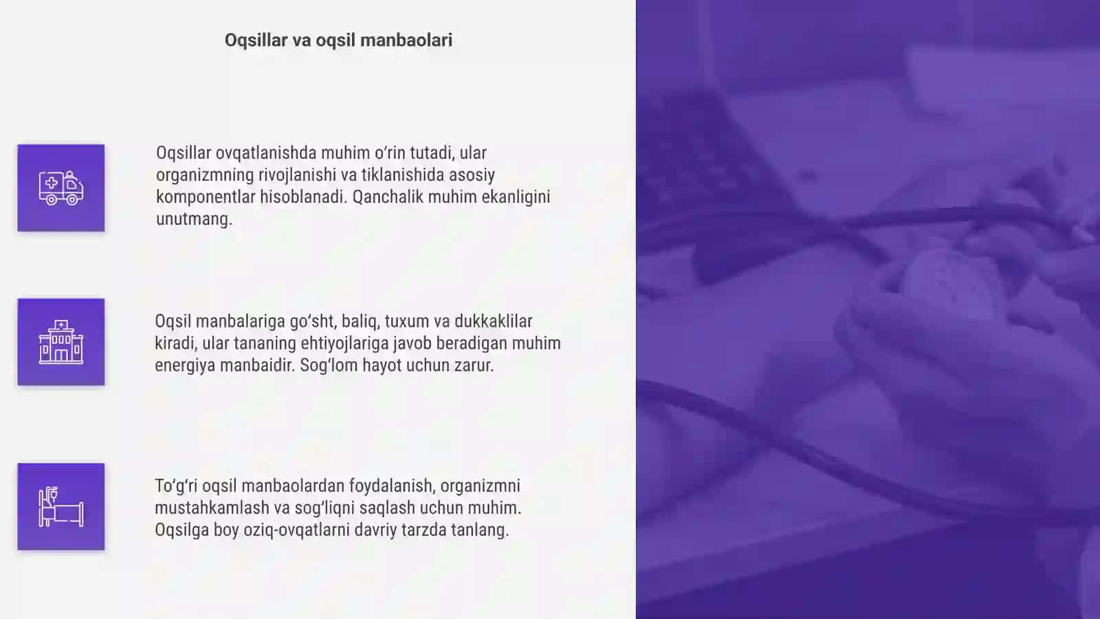 Oqsillarning ovqatlanishdagi ahamiyati 4