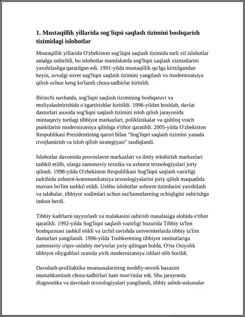 MUSTAQILLIK YILLARIDA SOG'LIQNI SAQLASH SOHASIDAGI ISLOHOTLAR 4